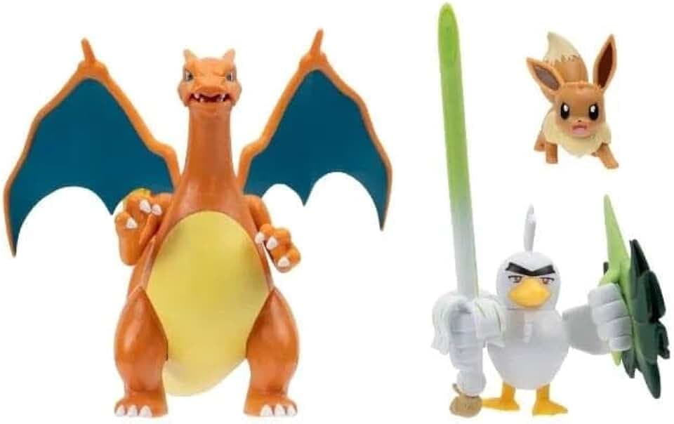 Pokémon Figuren 3er-Pack Evoli, Lauchzelot & Glurak