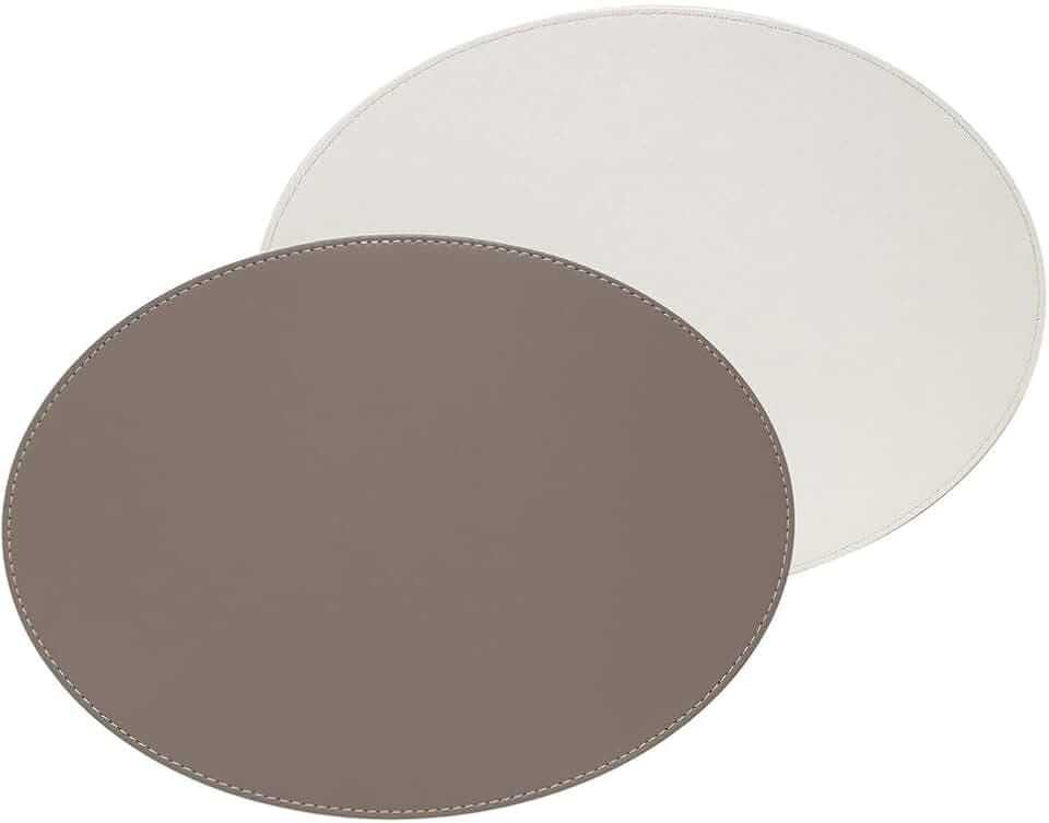 FREEFORM Duo Platzset oval, Kunstleder wendbar, 45x34 cm, Taupe/Weiß