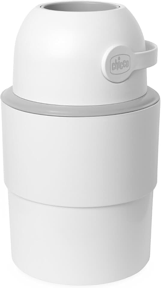 Chicco Teleskop-Windeleimer, Geräumig und Praktisch, Kompaktes Design, Kompatibel mit Chicco Odour Off Müllbeuteln, Hergestellt aus 50 Prozent wiederverwendetem Kunststoff, weiß