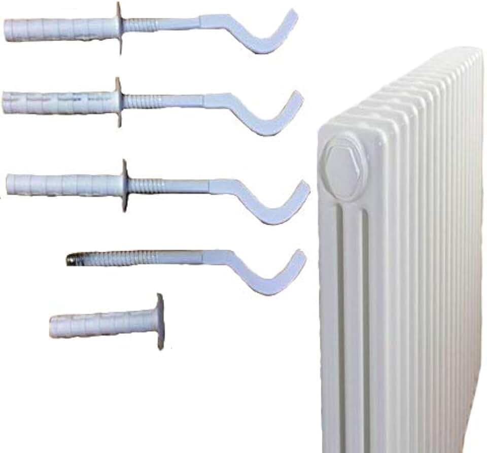 4 x Universal Design Heizkörper-Wandhalterung (weiß) mit Befestigungsset