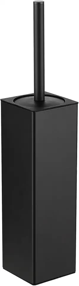 BGL Toilet Brush and Holder Set, Matte Black Freestanding for Bathroom Storage and Organization, Square Design Sturdy and Space Saving