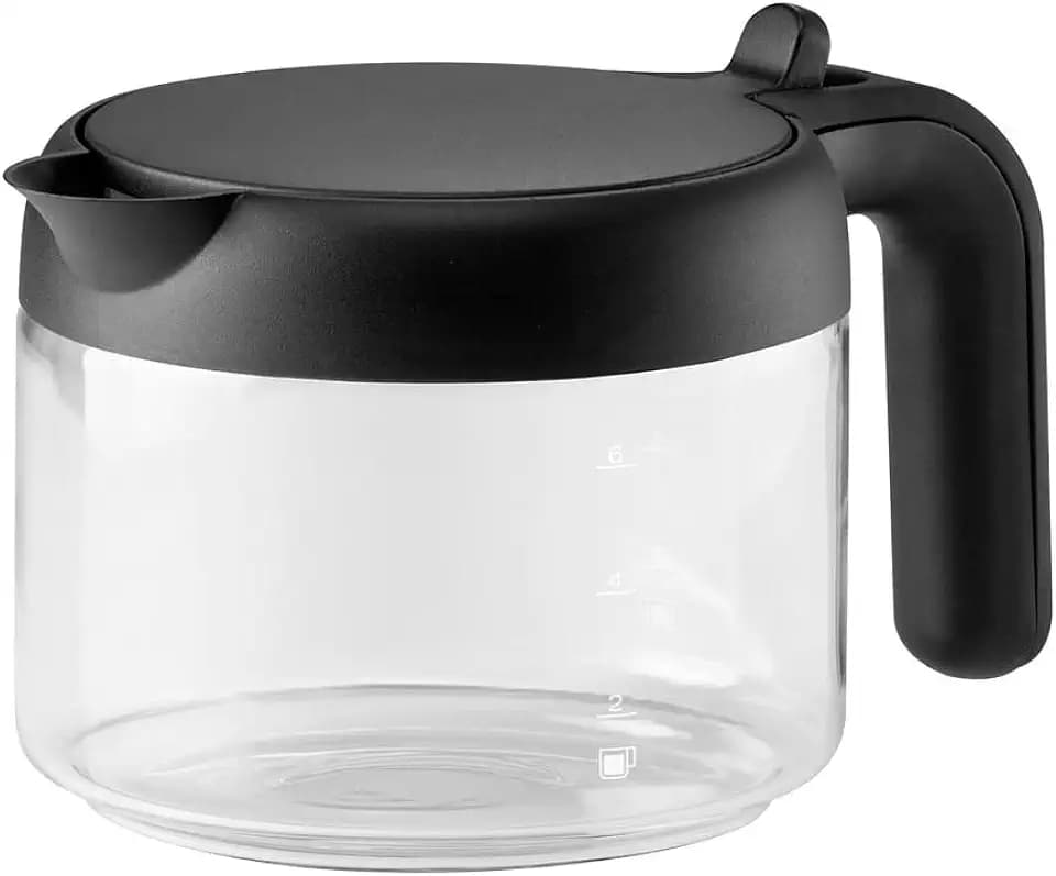 De'Longhi Kaffeekanne DLSC021, Glaskaraffe mit klappbarem Kunststoffdeckel, Zubehör für Kaffeevollautomaten mit Kannenfunktion, Fassungsvermögen 750 ml für bis zu 6 Tassen, spülmaschinenfest, Schwarz