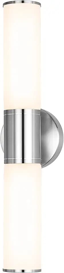 2-Light Bathroom Vanity Lighting Fixture, Brushed Nickel Wall Sconce with Opal White Glass, E26 Stocket Indoor Wall Lamp, Modern Mirror Light
