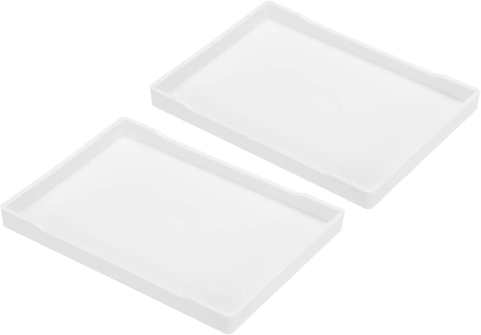 PATIKIL 8x6 Fast Food Tray, 2 Pack Plastic Reusable Recyclable Multi-Purpose Rectangle Serving Tray for Restaurant Home Kitchen, White