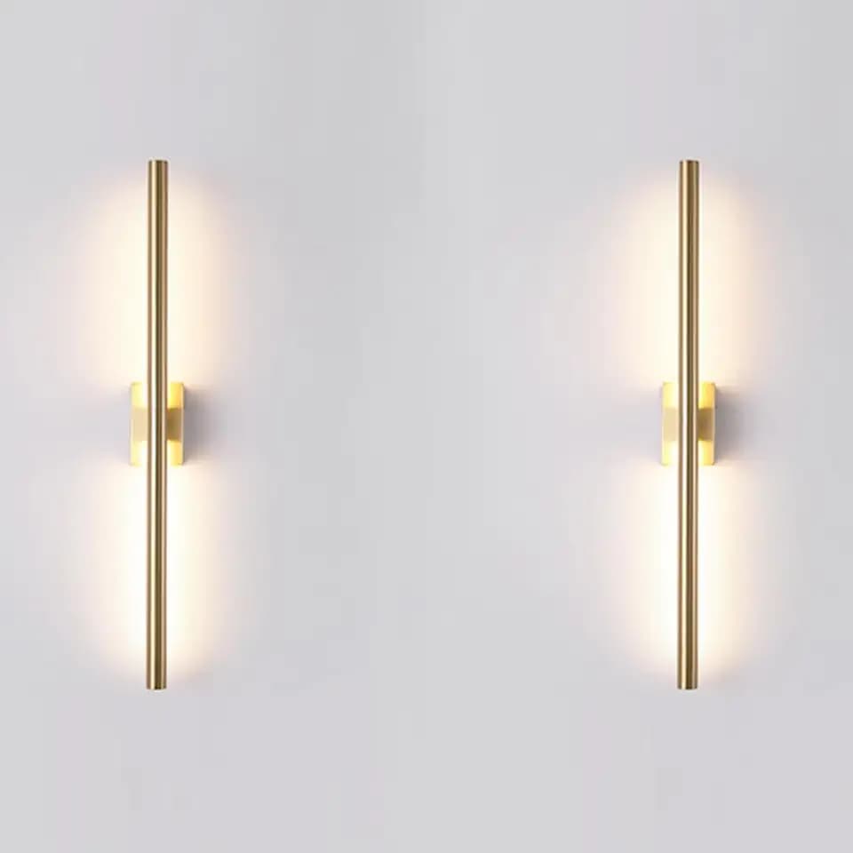 Only Suitable for Small Junction Box Set of 2 Hardwired Narrow Gold Wall Sconces Modern Picture Lights Linear Mirror Vanity Wall Lights for Bathroom Bedroom Corridor (2 Pack, 24'', Gold, Dimmable)