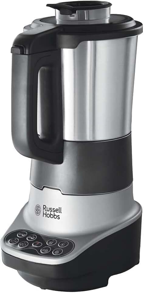 Russell Hobbs Standmixer, Edelstahl und Schwarz, 1,75 l, 8 Programme | 2in1 Multikocher und Suppenkocher und Smoothie-Maker für Soup, Suppenzubereiter 1,75 l, Sicherheitsverriegelung, 400W, 800W