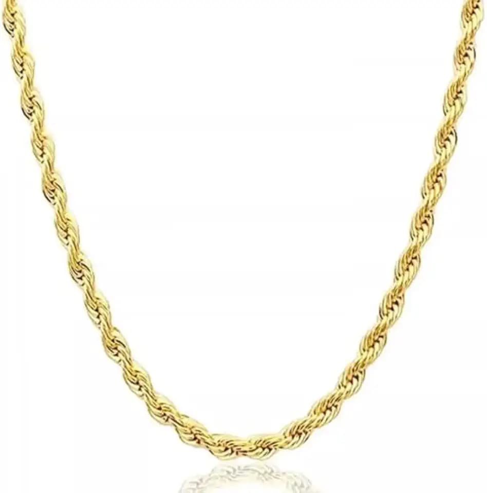 Diamond-cut 14K Solid Gold Cord Necklace For Men & Women(1.5mm 16inch)