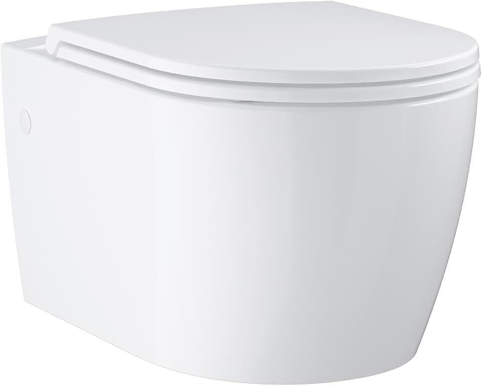 GROHE Start Round, Wand WC-Set (für Unterputz-Spülkästen, spülrandlos, mit Soft-Close Deckel, werkzeuglos abnehmbar, inkl. Befestigungsset, Spülmenge 3/5 l), alpinweiß, 103848SH00