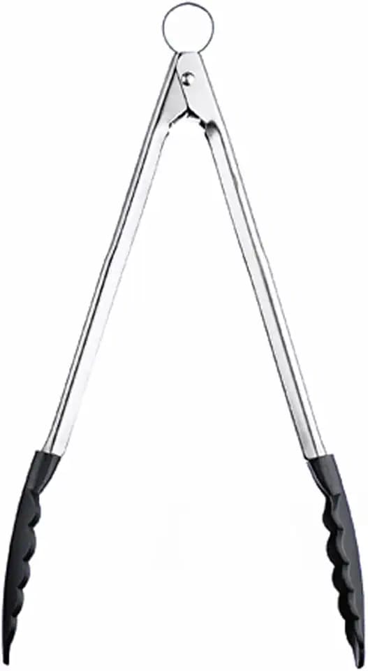 Cuisipro Küchenzange Edelstahl mit Nylon-Enden, 40 cm, Grillzange Edelstahl mit Verriegelungsmechanismus, Hitzebeständige Kochzange bis 220°C, Nudelzange mit rutschsicheren Enden