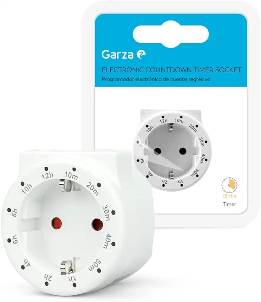 Garza - Plug-in elektronischer Countdown-Programmierer (von 10 Min. bis 12 Stunden), Weiß