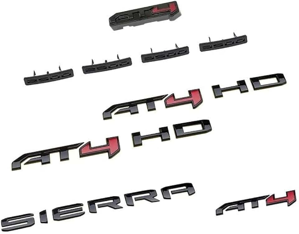 Kit 2500HD 3500HD AT4 Emblem 3D Badges Letter Nameplate Replacement for 2024-2026 GMC Sierra 86591513 (Red Black)