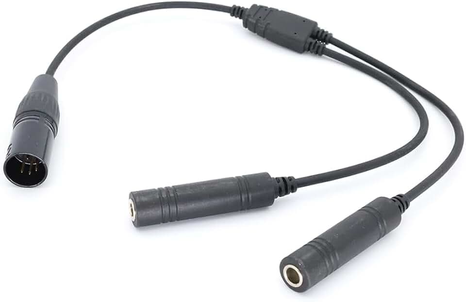 GA Dual Plug to Airbus XLR Male Headset Adapter General Aviation 0.2"& 0.25inch Female Jacks to 5-Pin XLR Males, Compatible with Airbus and General Aviation Realms