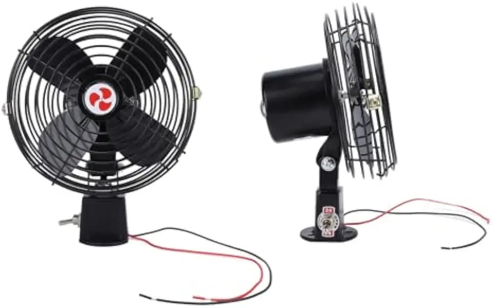 Aramox 12V RV Quiet Cooling Fan 2 Speed Switch Heavy Duty Metal Car Fan for Truck RV Car Boat Bus (6 inch)