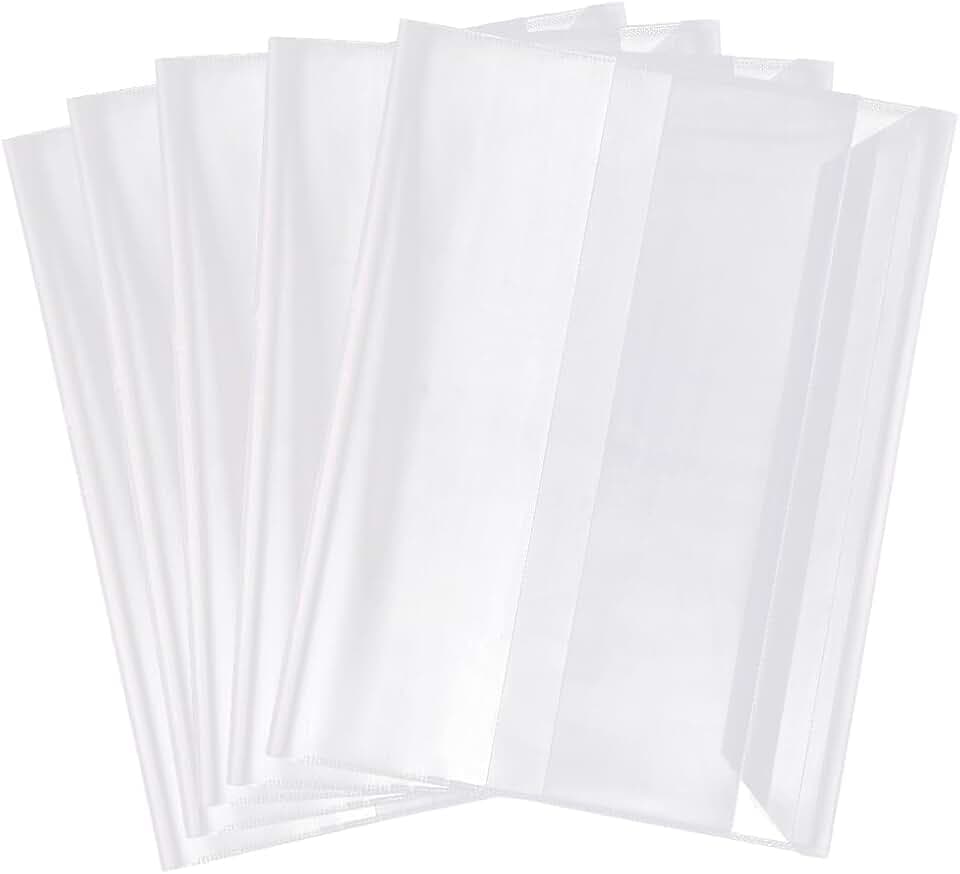 GORGECRAFT 10 Stück Verstellbare Buchhüllen Aus Kunststoff Durchsichtig 21.5 x 15.8cm Wasserdicht Transparent Mit Selbstklebendem Streifen Dokumentenpapierschutz Für Notizbücher Lehrbücher Taschenbüch