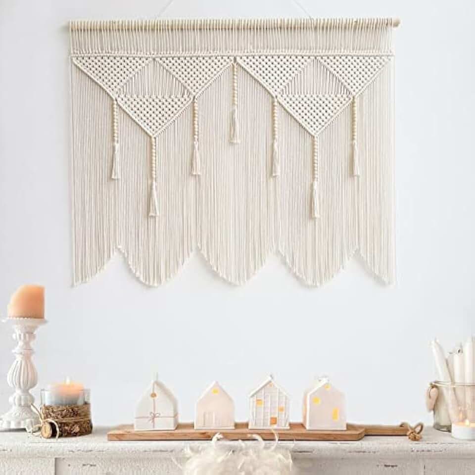 WKWENKRYGDN Macrame Wall Hanging Tapestry Boho Chic Woven Tapestry 44inchW X 47.2inchL