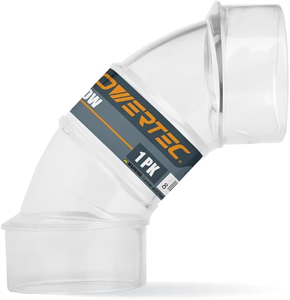 POWERTEC 70336V 2-1/2" OD 90 Degree Elbow - ABS Plastic Dust Collector Connector (Clear)