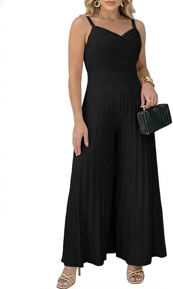 CHICME Jumpsuits for Women Flowy Pleated One Piece Summer Romper