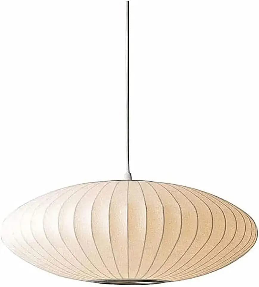 Italian Silk Pendant Light, 11.8" White Bubble Lantern, E26 Hanging Light