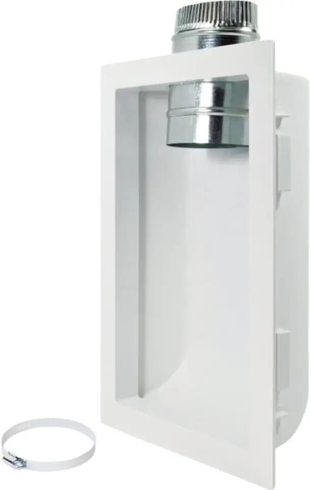 Deflecto Dryer Vent Box Kit, Fits 4" Dryer Vents, Recessed, Plastic, White