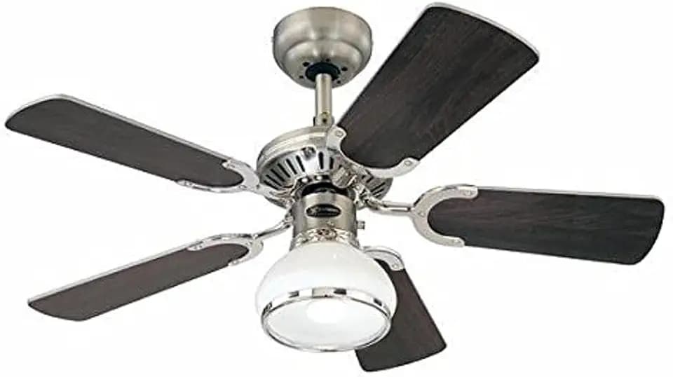 Westinghouse Lighting Deckenventilator Princess Radiance 7241540 90 cm Durchmesser, Ausführung in Dunklem Zinn/Chrom mit Wendeflügeln in Wengue/Weiß, Dark Pewter/Chrome