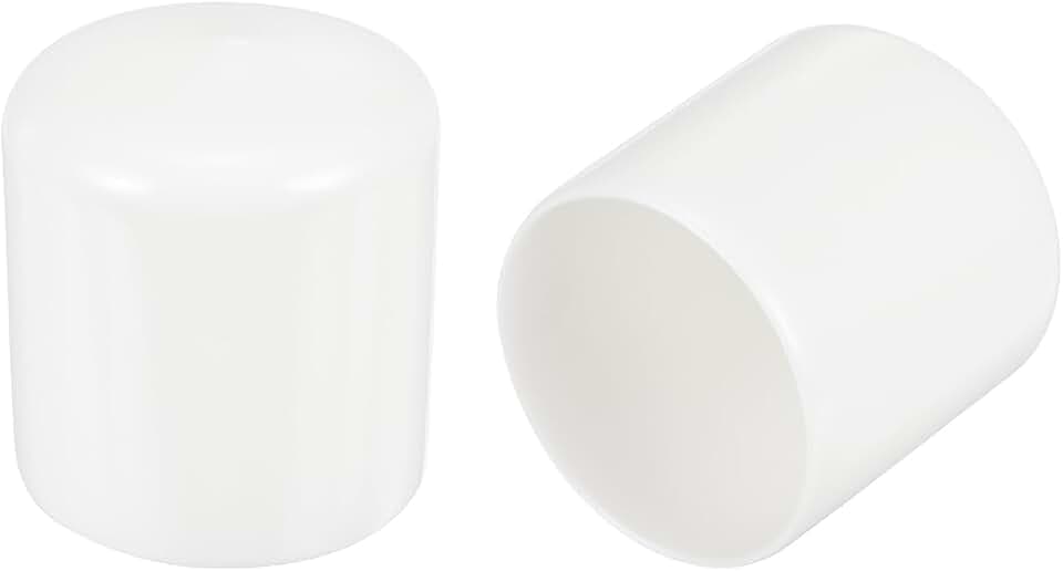 uxcell 4pcs 44mm(1 3/4") Rubber End Caps, Round Vinyl Plug Insert Plastic End Caps for Tubing, Fence, Pipe Post, Furniture, Railing, White