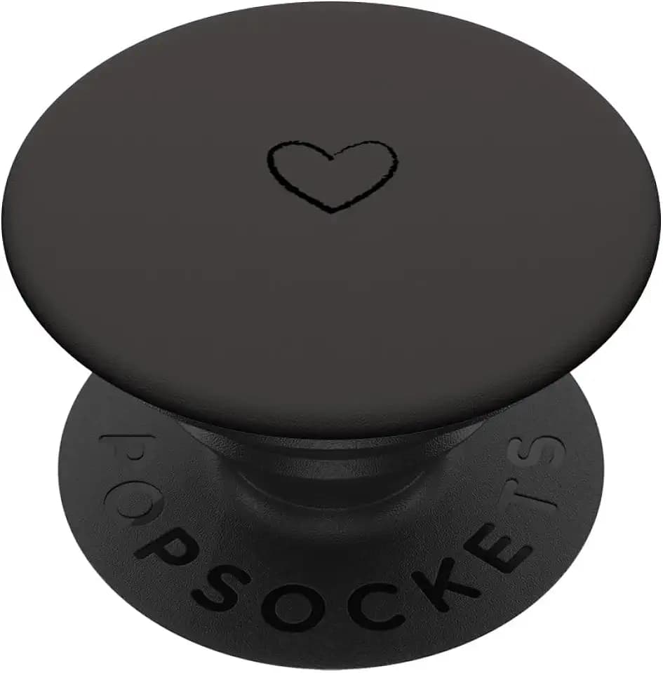 Black Gray Minimalist Heart PopSockets Adhesive PopGrip