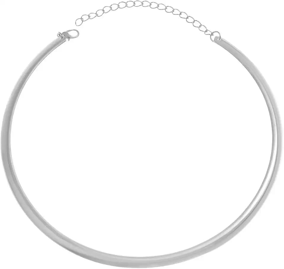 Collar Necklace for Woman Trendy Silver Choker Necklaces for Woman Statement Open Round Collar Choker Necklace