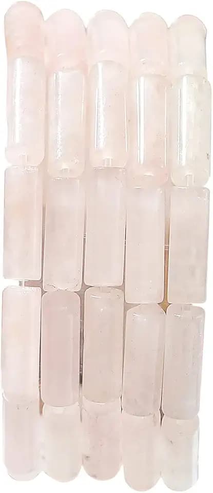 BEADIA Natural Rose Quartz Crystal Tube Beads 13x4mm 30pcs Cylinder Loose Semi Gemstone Beads for Jewelry Making Design