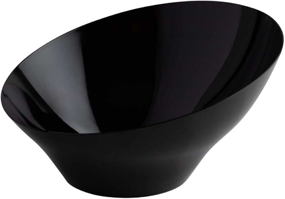 Black Angled Angled Serving Bowls - Disposable Plastic Bowls, Bulk Case of 96 - Catering, Parties, Restaurant & Food Service