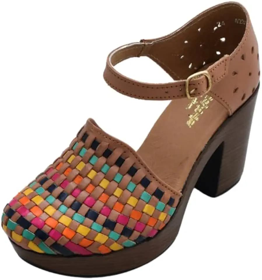 Macarena Collection Women's Flatform Wedge Casual Sandal Huarache Colorful Leather Mexican Style 4237 (Colors, US Footwear Size System, Adult, Women, Numeric, Medium, 8)