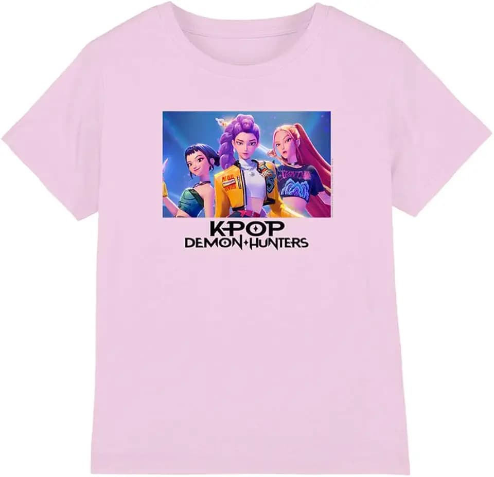 KPop Demon Hunters Unisex Kinder K-pop Demon Hunters - Heroic Huntrix Huntr/X Kids T Shirt, White T-Shirt (1er Pack)