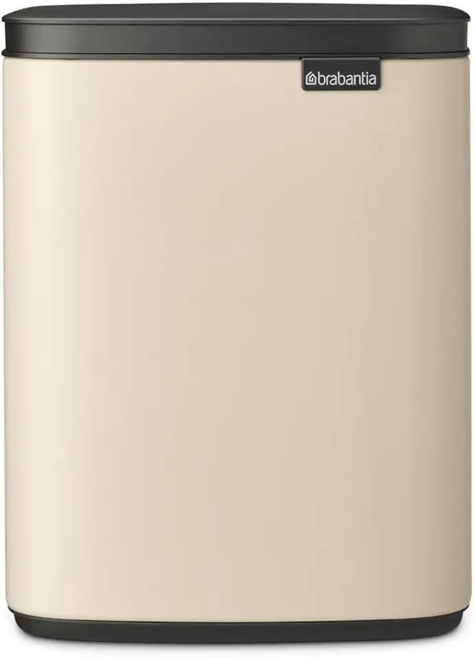 Brabantia Bo Abfalleimer 7 l | Kompakter rechteckiger Mülleimer mit Softclose-Deckel und herausnehmbarem Inneneimer | Wandmontage oder frei stehendes Design für Bad, Küche oder Büro | Soft Beige