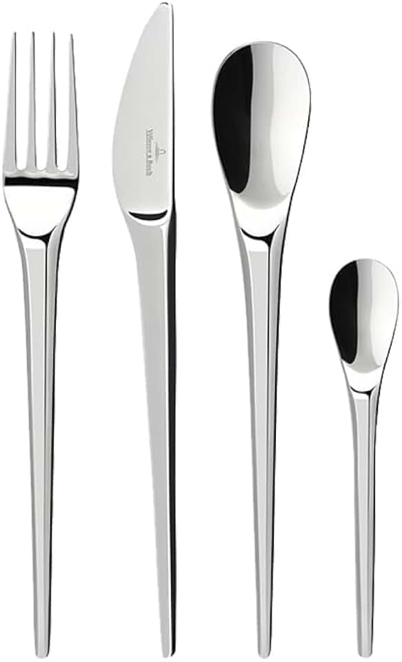 Villeroy & Boch - NewMoon Besteckset 24-teilig Platin, Spülmaschinenfest, Besteck Set für 6 Personen Silber, Besteckset, Besteck, Edelstahl