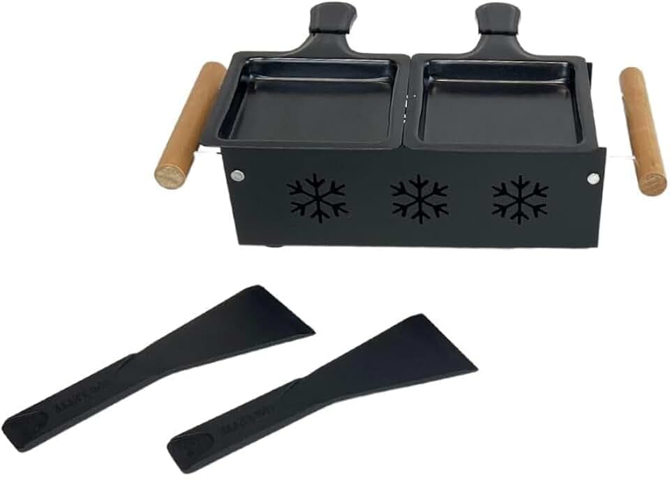 Fackelmann 40191 Raclette-Gerät, Raclette-Gerät für 2 Personen, Käse, Kerze, Holz, Stahl, Nylon, 16 24,5 x 16 x 6,1 cm