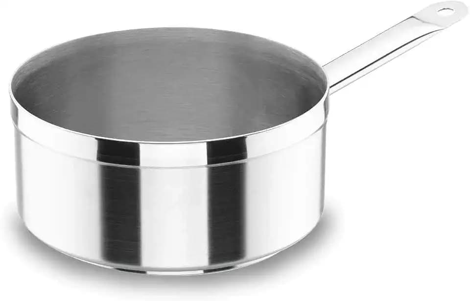 LACOR 54218 Stielkasserolle, flach Durchmesser 18 cm Chef Luxe, Silber