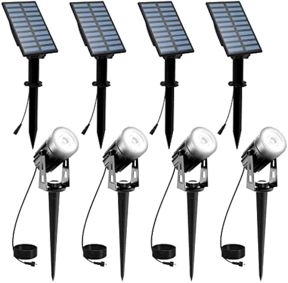 T-SUNUS Solar Landscape Spotlights 4-Pack White 6000K Outdoor Garden Flag