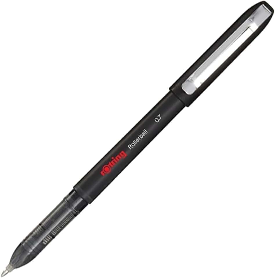 rOtring Rollerball Tintenroller | feine Spitze (0,7 mm) für saubere Linien | schwarze Tinte | 12 Stück