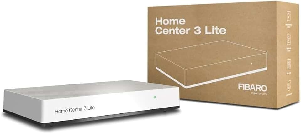 FIBARO Home Center 3 Lite, Z-Wave 700 Box mit Alexa, Google Home, Z-Wave Switches, Outlets, Thermostats, Sicherheitssensoren, Kameras und mehr, weiß, s, HC3L-001