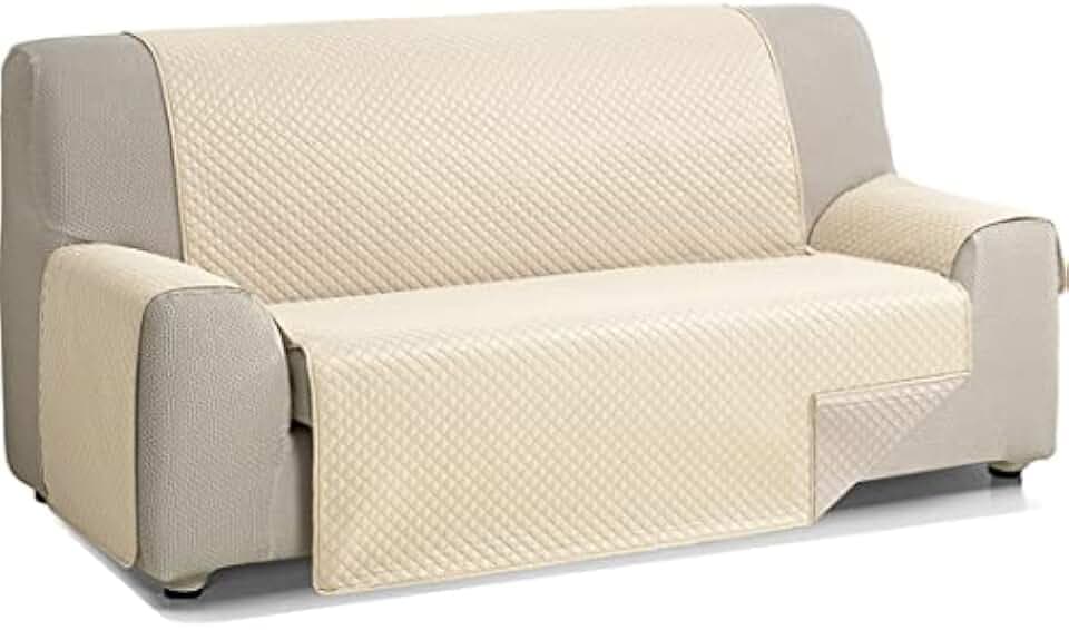 224044 Sofabezug, wendbar, gepolstert, 2-Sitzer, Beige/Leinen