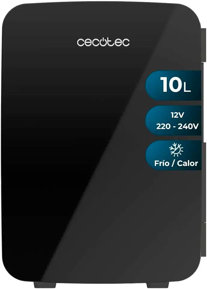 Cecotec Mini-Kühlschrank mit 10 l, Bolero MiniCooling Bahamas Black, 12V-220V, kompatibel mit Autos und Wohnmobilen, 7 bis 65°C, Kühl- und Heizfunktion, leicht zu transportieren