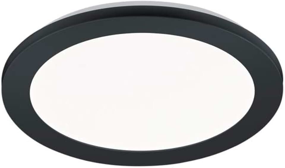 Reality Leuchten LED Deckenleuchte Camillus R62921532, Kunststoff schwarz matt, Acryl weiß, inkl. 15 Watt LED