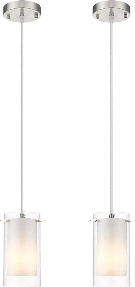 AKEZON Pendant Lights Kitchen Island 2 Pack, Brushed Nickel, Adjust Height