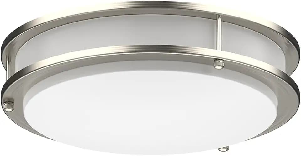 DYMOND LED Ceiling Light Fixture Flush Mount 4000K Natural Daylight Dimmable Surface Mount Brushed Nickel Ceiling Lamp for Kitchen, Hallway, Bathroom, Bedroom, Closet (14 Inch)