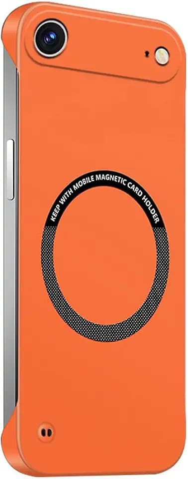 Omio Magnetic Slim Case for iPhone Air Compatible with MagSafe, Frosted Matte PC Ultra-Thin Bumper Frameless Borderless Minimalist Design Shockproof Cover for Men Women, Orange