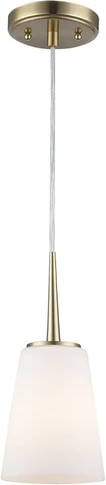 Montgomery 1-Light Pendant Light | Brushed Gold Finish with White Frosted Glass Shade | Adjustable Hanging Height to 82.75" | Uses E26 Medium Base Bulb (Gold, Pendant)