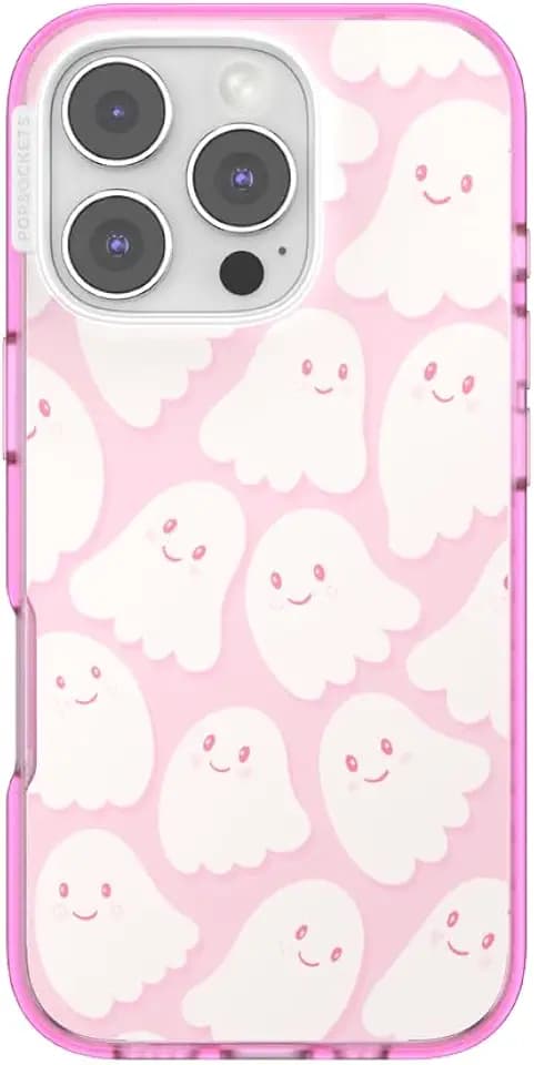 PopSockets iPhone 16 Pro Hülle Kompatibel mit MagSafe, Handyhülle für iPhone 16 Pro, kabellos aufladbar, nur Hülle - Kawai Ghosties
