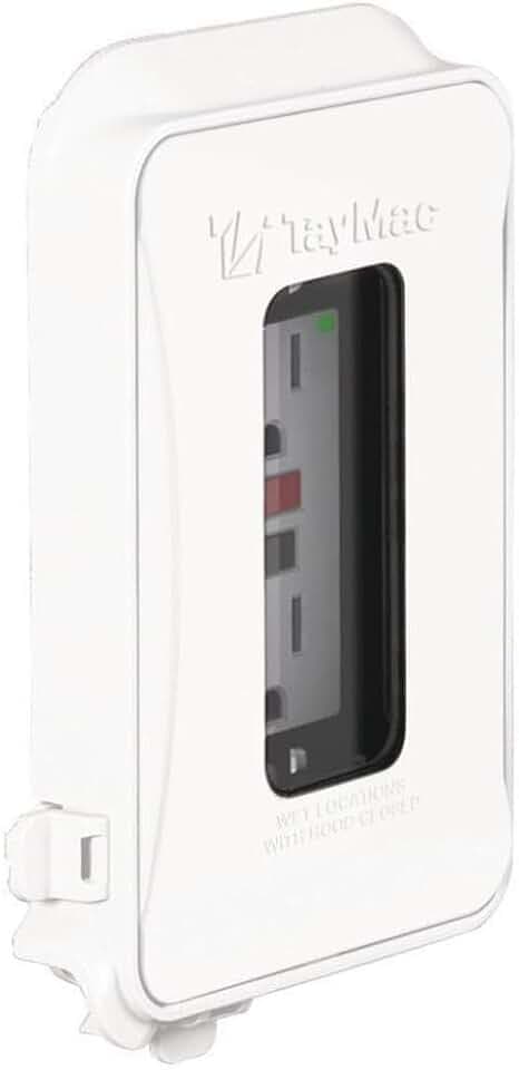 TayMac 1-Gang Expandable Weatherproof In-Use Outdoor Outlet Cover, White