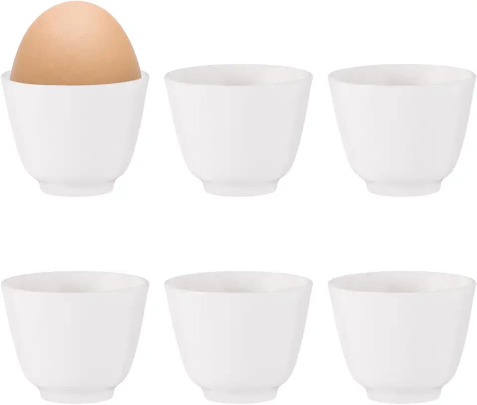 6er Set Porzellan Eierbecher Weiße EierStänder für Frühstückstische 5 x 4,3CM Porzellan-Eierhalter Stapelbar Frühstück Gekochtes Kochwerkzeug