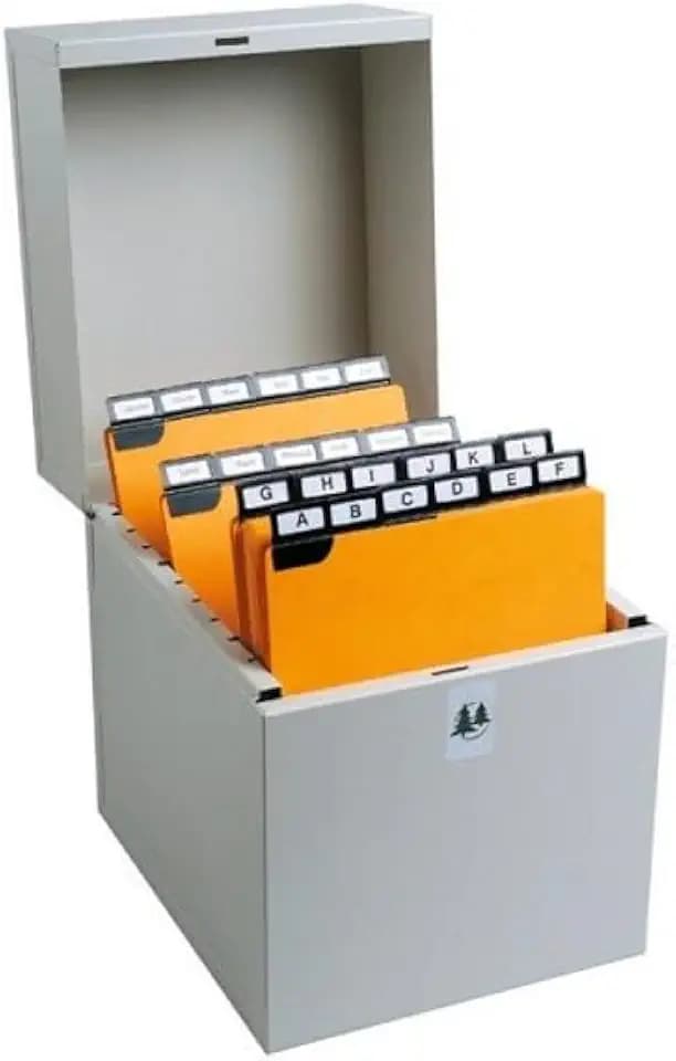 Exacompta 54712E Karteikassette Metalib für bis zu 500 Karteikarten DIN A6 hoch Tragegriffe vorne und hinten grau Karteikasten