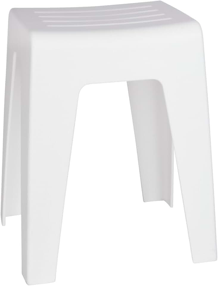 WENKO Badhocker Mod. Kumba, Hocker in modernem Design aus Kunststoff in Schwerer Qualität, Sitzhocker belastbar bis 120 kg, (B x H x T) 38 x 47 x 32 cm, Weiß